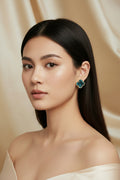 14K TURQUOISE CLOVER FRENCH HOOP EARRING RH-14780007