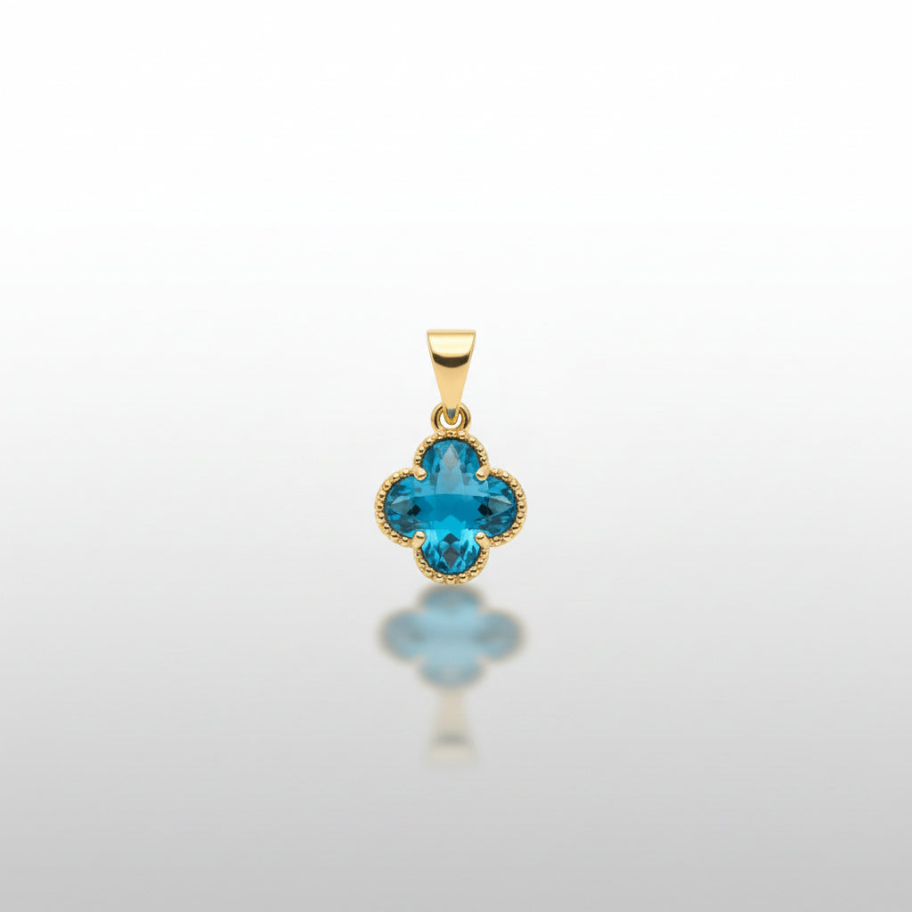14K TURQUOISE CLOVER PENDANT 12N GS-21740014