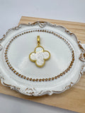 14K WHITE PEARL CLOVER PENDANT