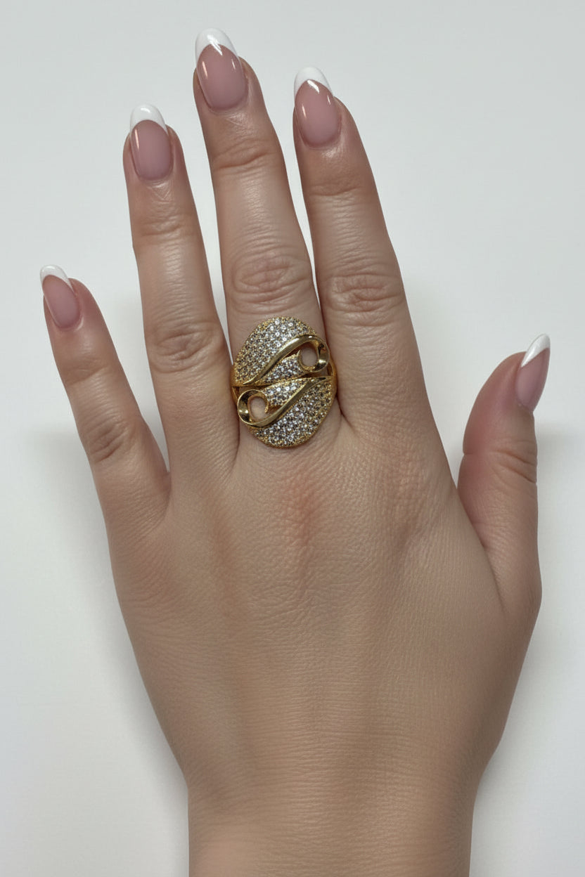 14K CLEAR SWIRL SPLIT RING