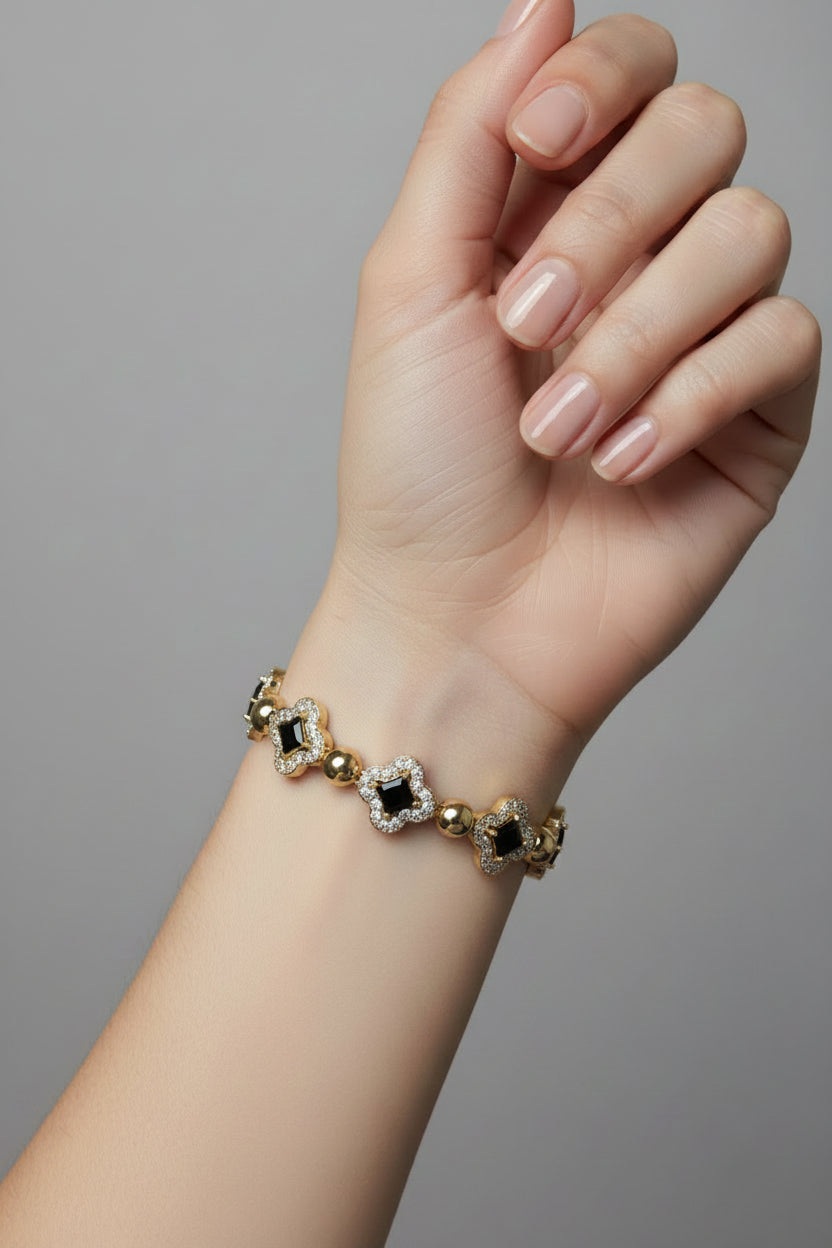 14K BLACK CLOVER PAVE BRACELET RQ