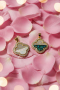 14K CLOVER PENDANT OPAL WHITE OR BLUE-GREEN