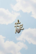 14K WHITE "FE" HEART PENDANT