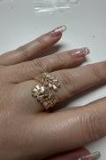 14K CLEAR LEAVES WRAP OPEN RING