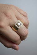 14K CLEAR SQUARE MENS RING A