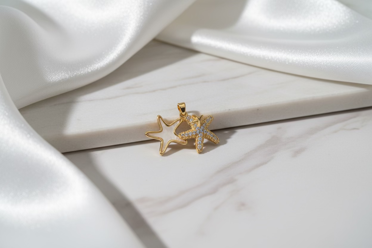 14K SEA STARFISH DOUBLE PENDANT