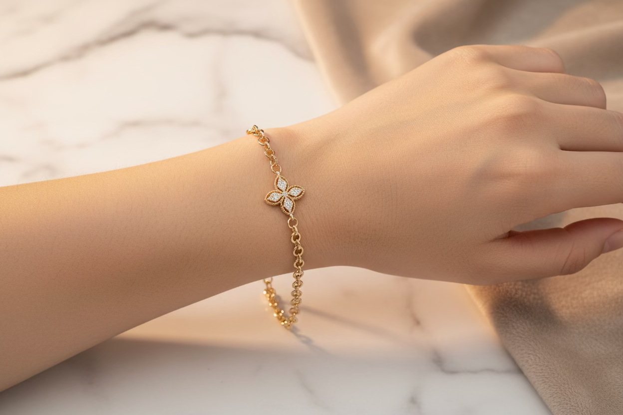 14K 7IN FLEUR D'OR CHAIN BRACELET RQ334