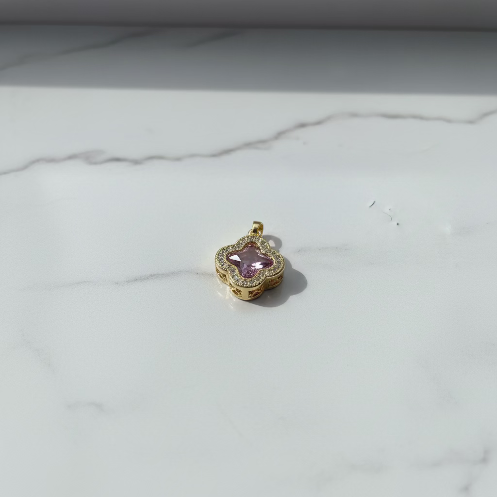 14K PINK CLOVER PENDANT