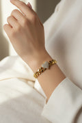 14K CLEAR HEART CUBAN BRACELET MS-34200001