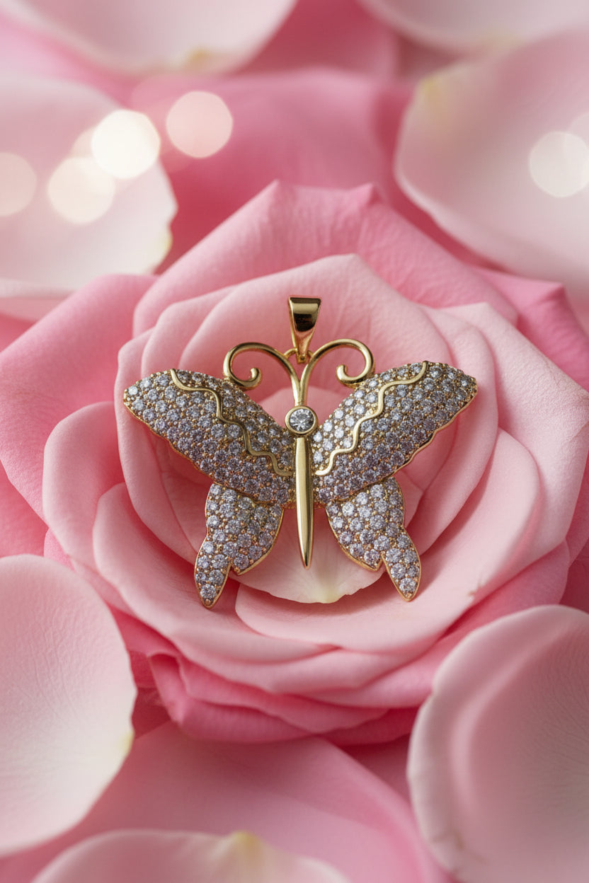 14K CLEAR BUTTERFLY PENDANT X001115408