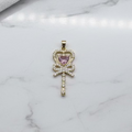 14K PINK HEART CROWN KEY PENDANT