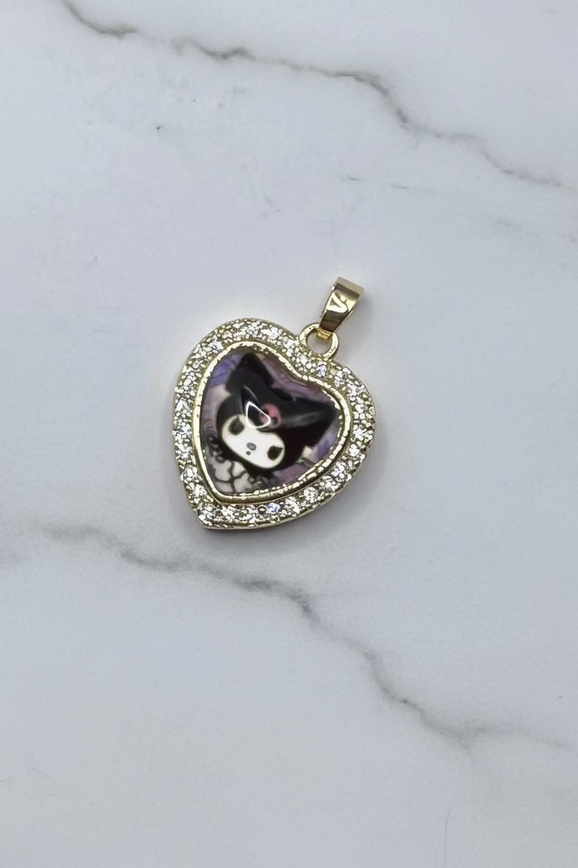 14K SANRIO KUROMI HEART PENDANT