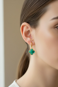 14K GREEN CLOVER DANGLE EARRING RH-08280005