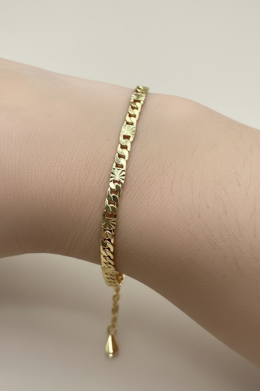 14K 7.5IN CUBAN STARBURST VALENTINO BRACELET 4.5N-19CM LCC-41200026