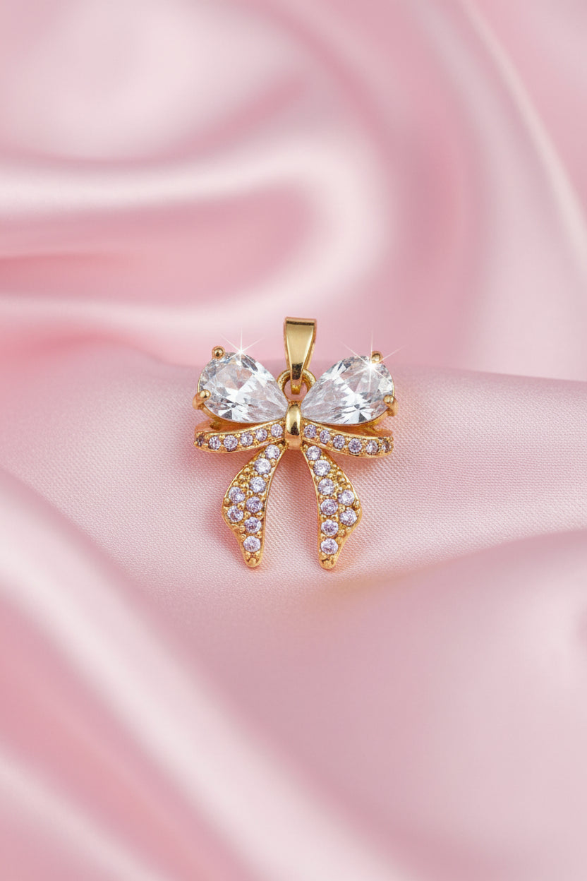 14K CLEAR BOW PENDANT