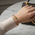 14K MULTICOLOR CLOVER DESIGN TENNIS BRACELET RR69B1
