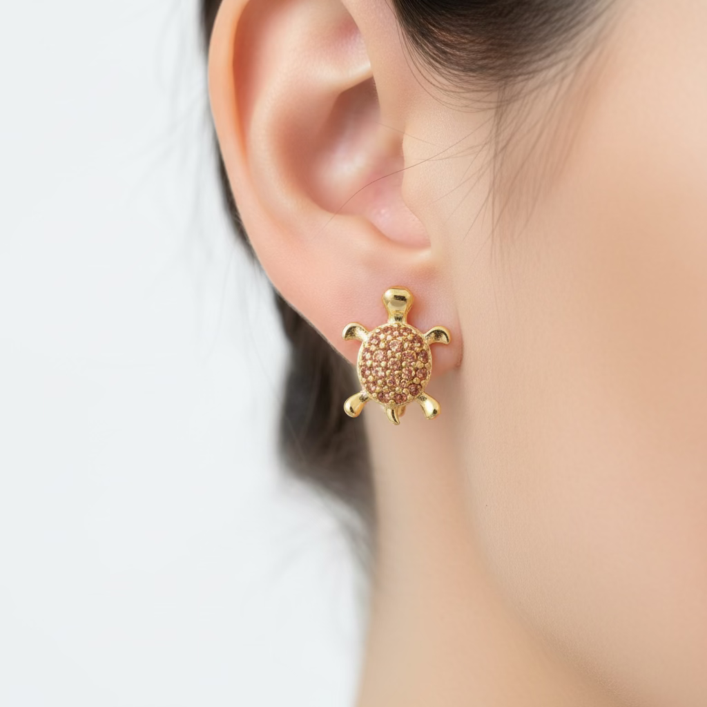 14K RED TURTLE HUGGIE EARRING X001159053
