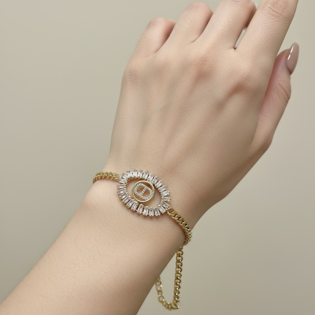 14K INSP CD BAGUETTE CUBAN BRACELET RQ358
