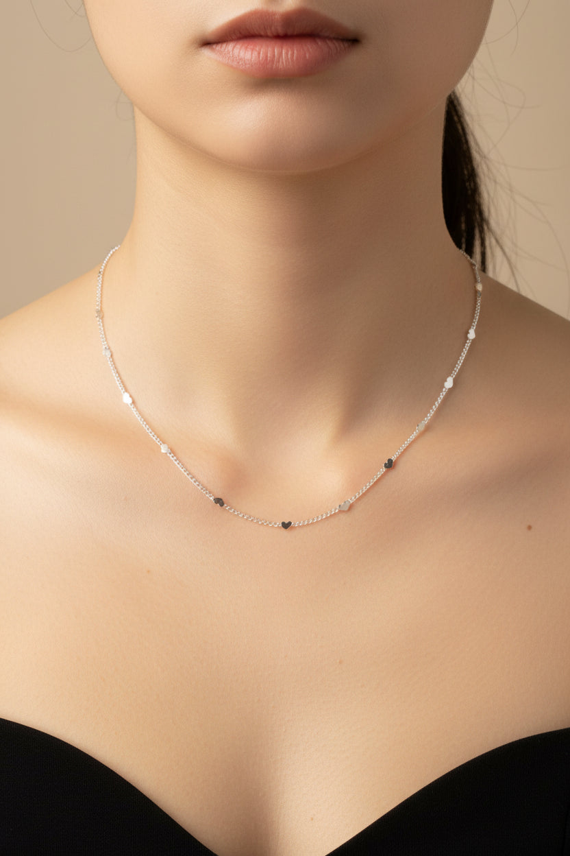 WHG HEART STATION CURB LINK CHAIN NECKLACE LCC-40510019