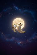 14K CELESTIAL PEARL CRESCENT MOON PENDANT