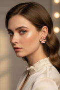 14K PINK 3D WAVY FLOWER STUD EARRING