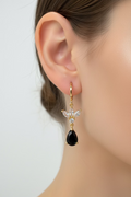 14K BLACK DROP SHAPE DANGLE EARRING