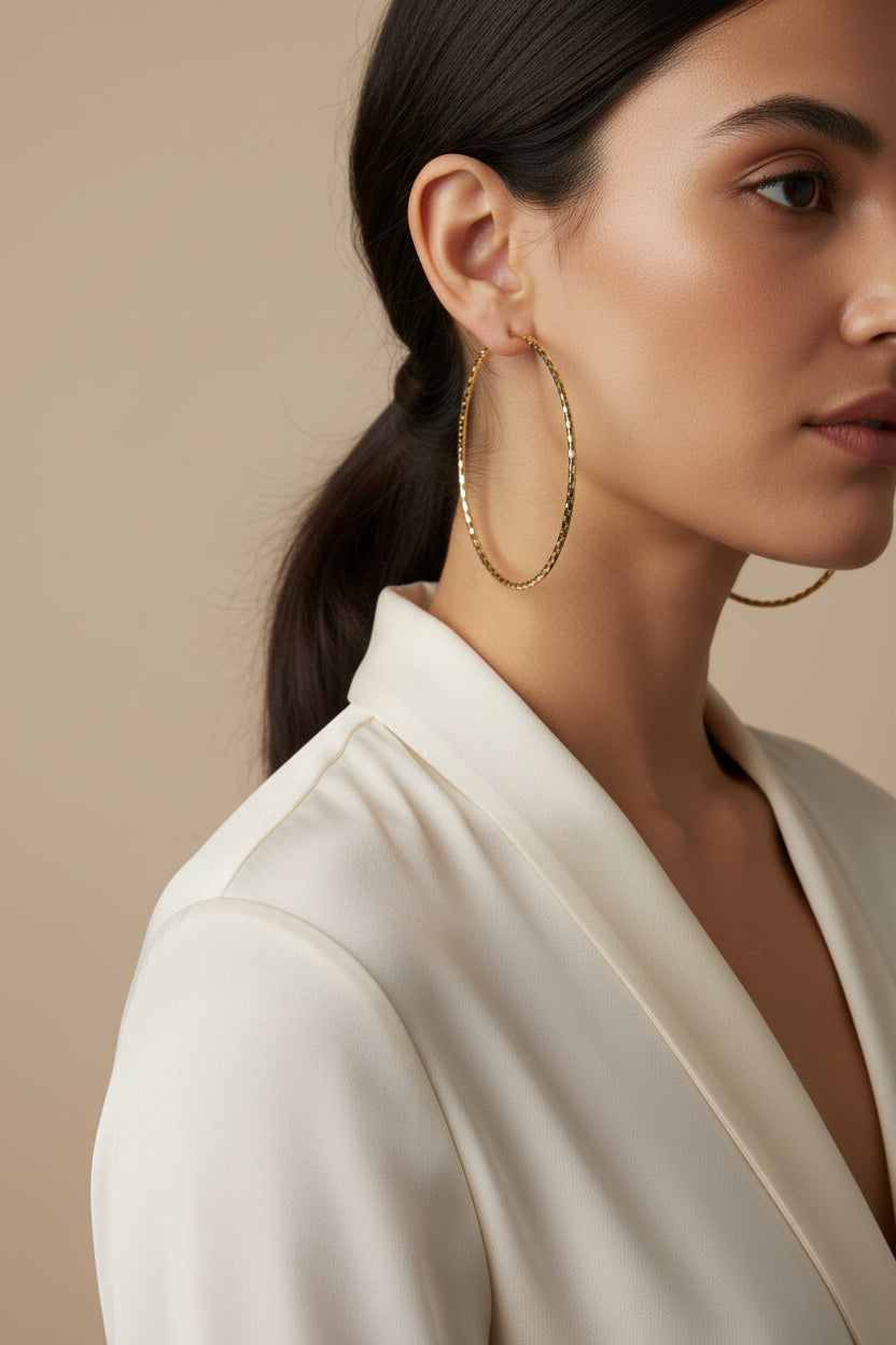 14K 3IN DIAMOND CUT HOOP EARRING 70MM R-20350079