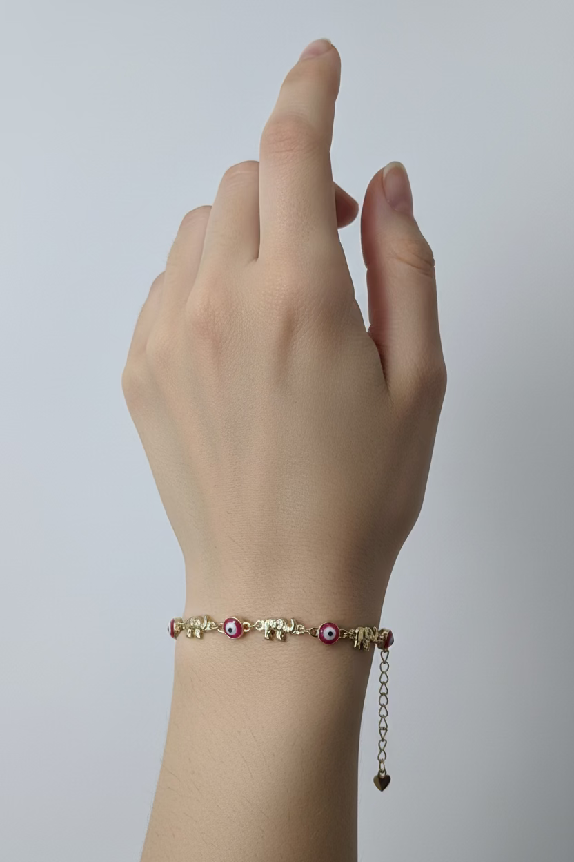14K RED EVIL EYE ELEPHANT BRACELET CS-06550001