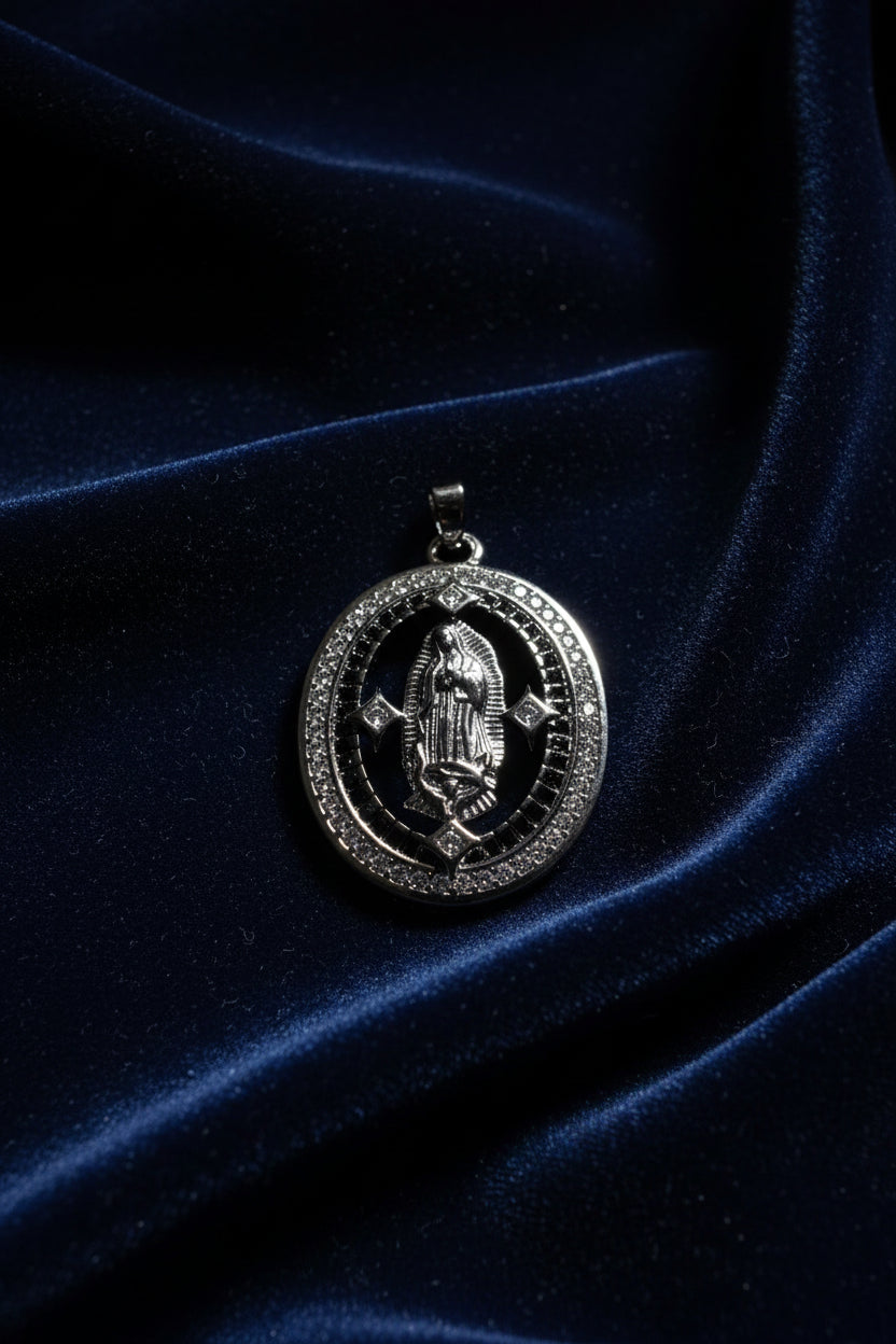 14K GUADALUPE VIRGIN OVAL PENDANT