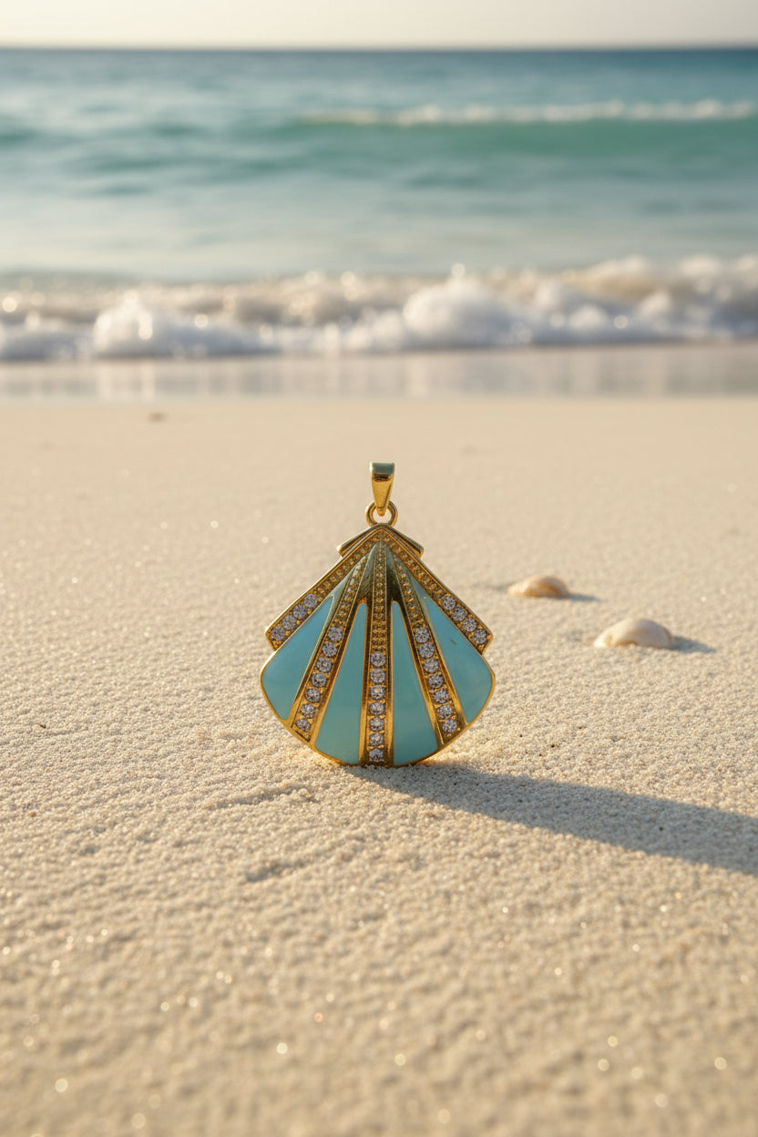14K BLUE SEASHELL PENDANT