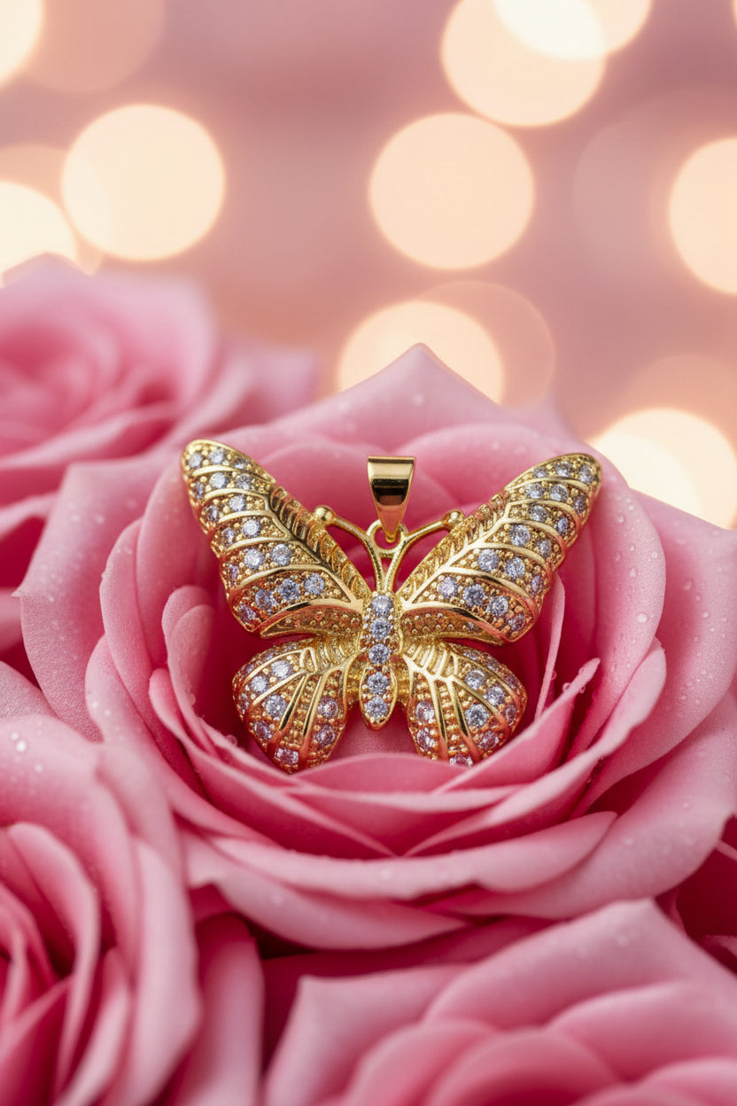 14K CLEAR BUTTERFLY PENDANT