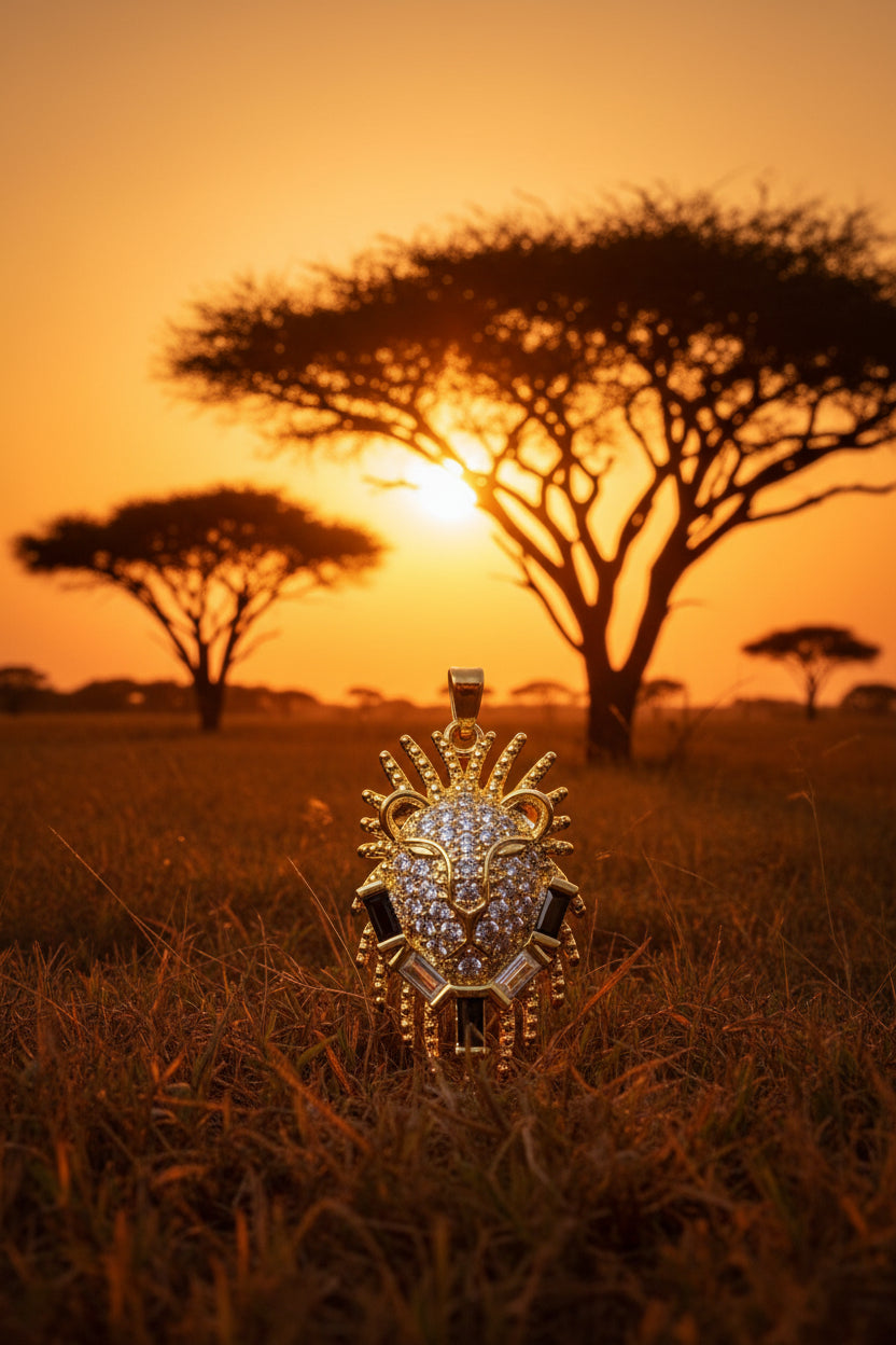 14K CLEAR LION HEAD PENDANT