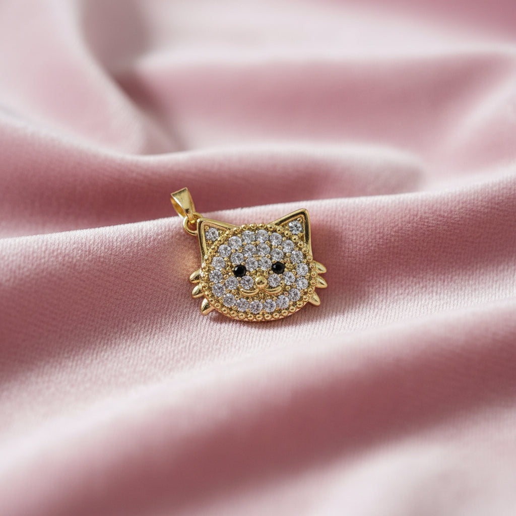 14K CLEAR KITTY SPINNER PENDANT