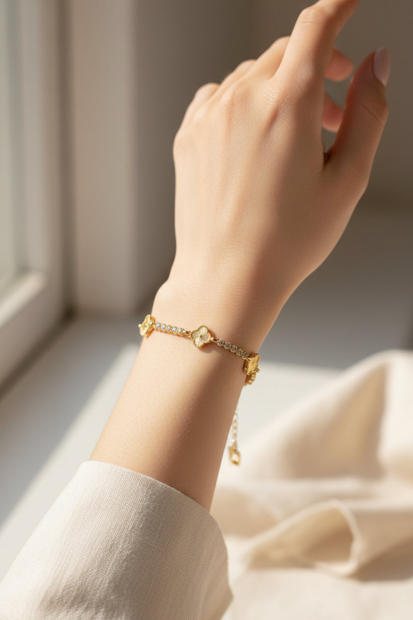 14K CLOVER TENNIS BRACELET