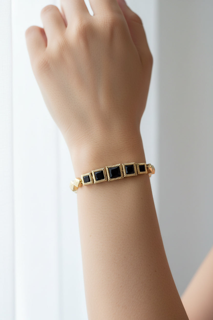 14K BLACK ART DECO STYLE BRACELET