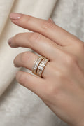 14K CLEAR BAGUETTE WEDDING BAND STACK