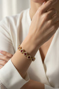 14K RED HALO CLOVER TENNIS INSP BRACELET