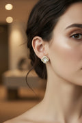 14K MOHER PEARL HALO CLOVER INSP STUD EARRING RK-82350031