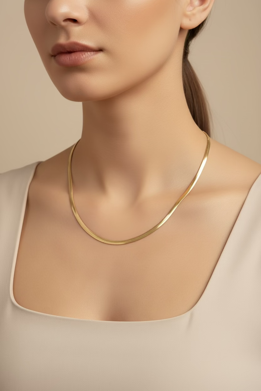14K 2OIN FLAT ROUNDED SNAKE NECKLACE 4N-50CM LCC-27720010
