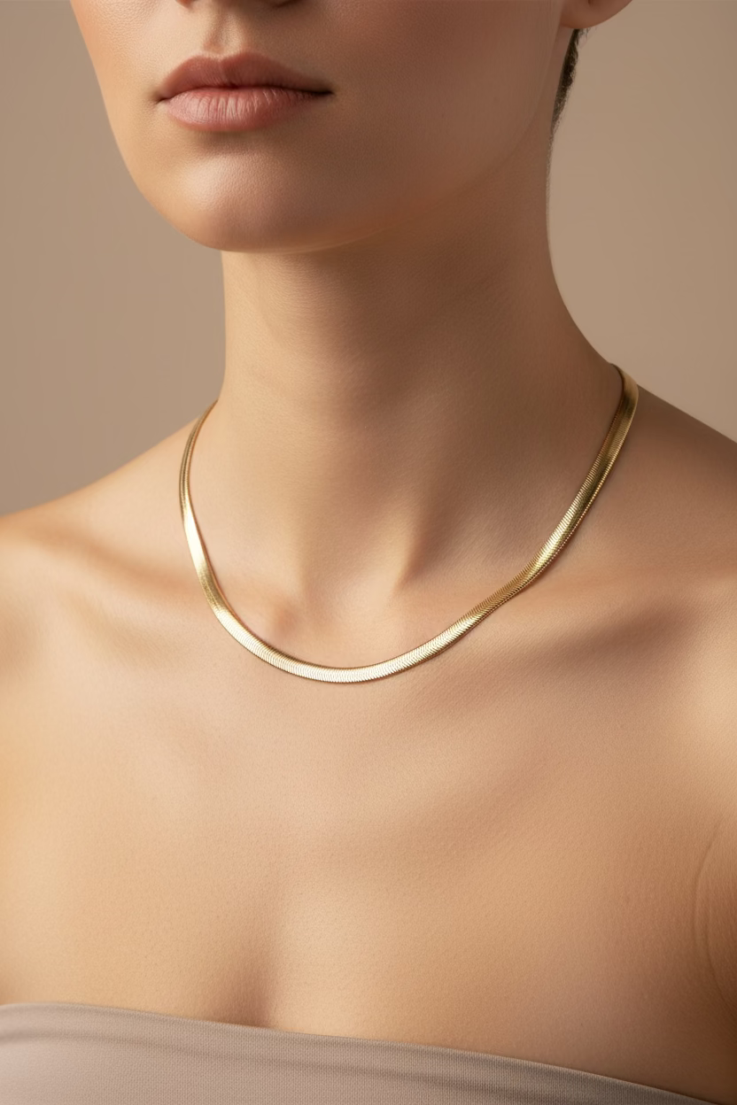 14K 18IN FLAT ROUNDED SNAKE NECKLACE 6N-45CM LCC-27720005