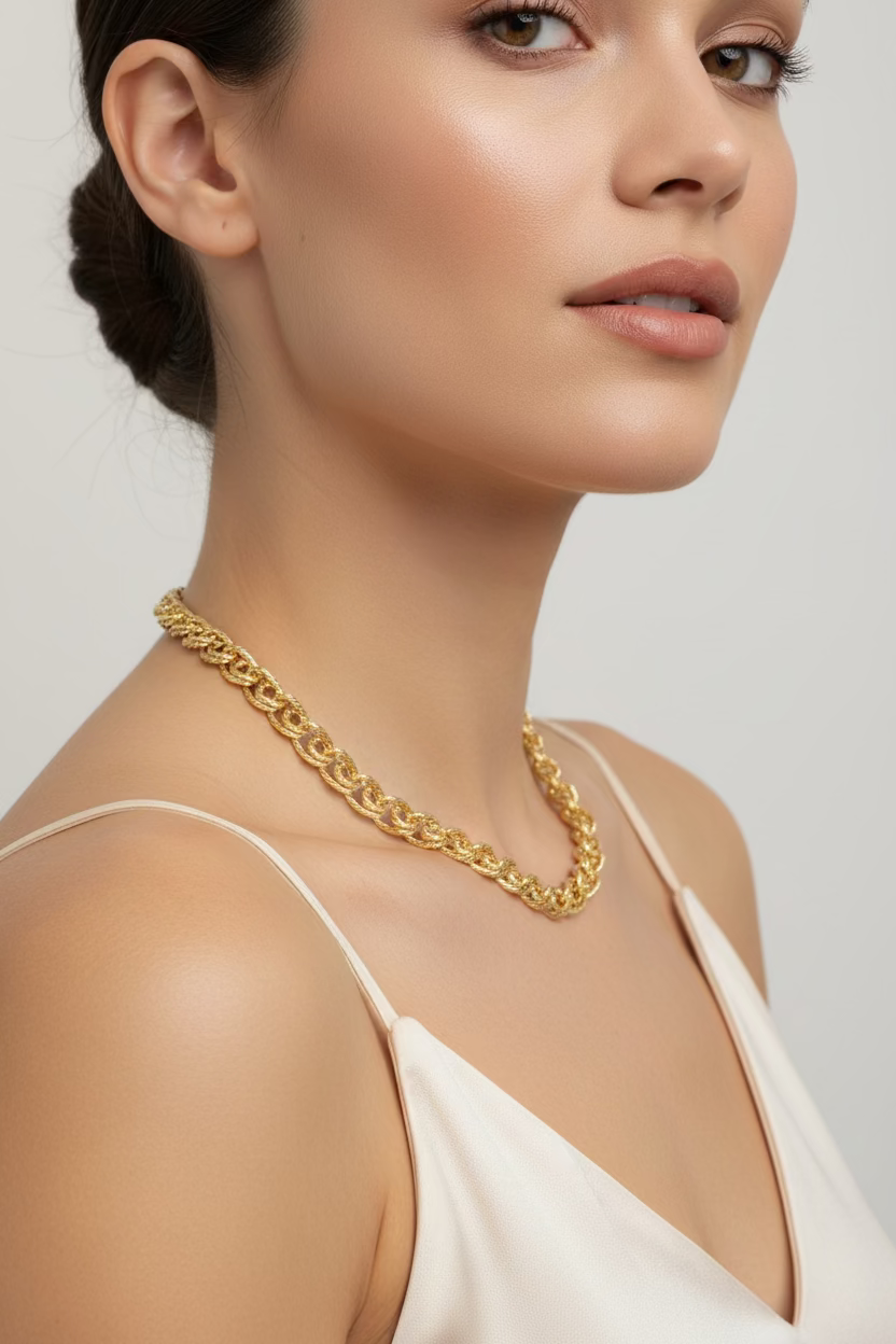 14K 18IN TEXTURED INTERLOCKING DOUBLE LINK CHAIN 5.5N-45CM LCC-44290002
