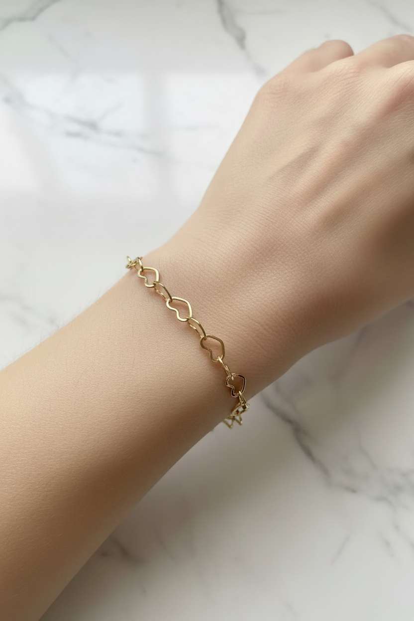 14K 7.5IN HEART LINK BRACELET 4.5N-19CM LCC-33780046