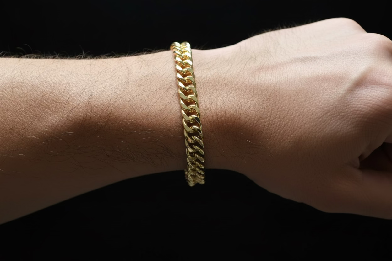 14K 8.25IN CUBAN LINK CHAIN BRACELET 7N-21CM  LK-00750005