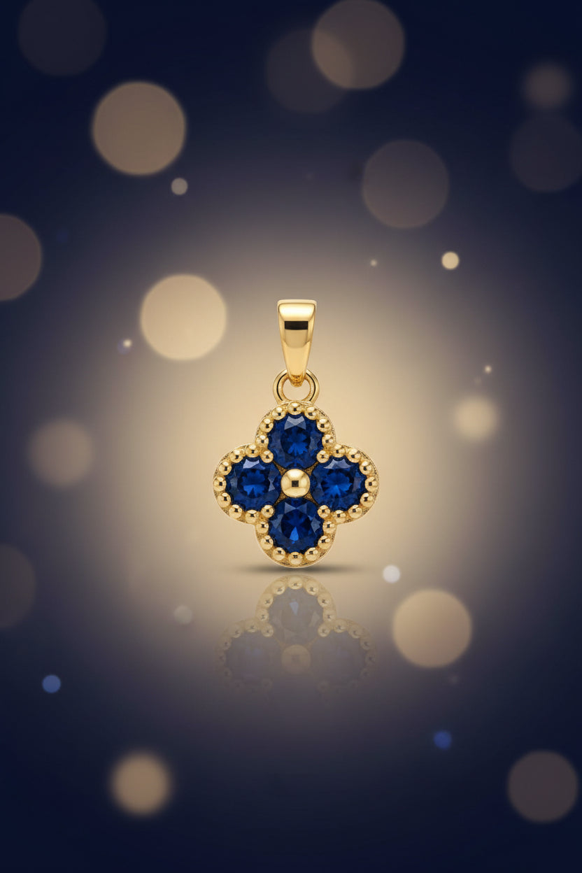 14K BLUE CLOVER PENDANT