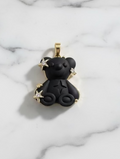 14K LV INSP BEAR PENDANT - BLACK