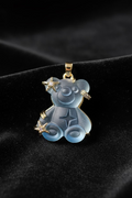 14K LV INSP BEAR PENDANT - LIGHT BLUE