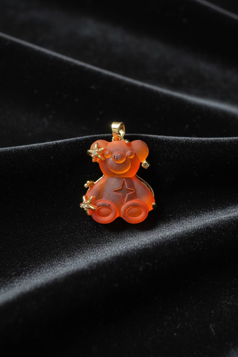14K LV INSP BEAR PENDANT - ORANGE