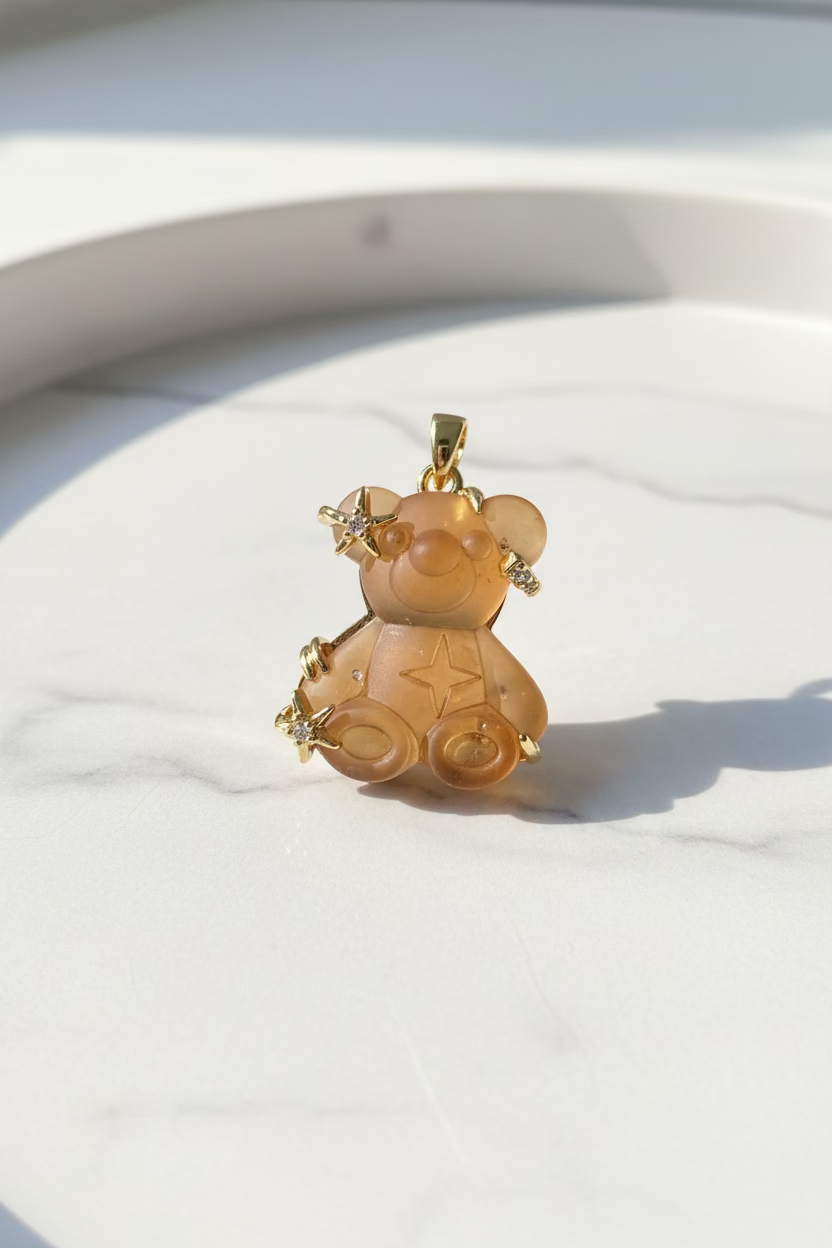14K LV INSP BEAR PENDANT - BROWN