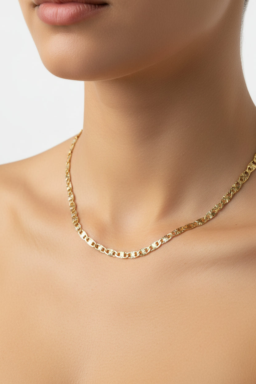 14K 20+2IN EXT STARBURST VALENTINO CHAIN NECKLACE 3N-50+5CM LCC-29470146