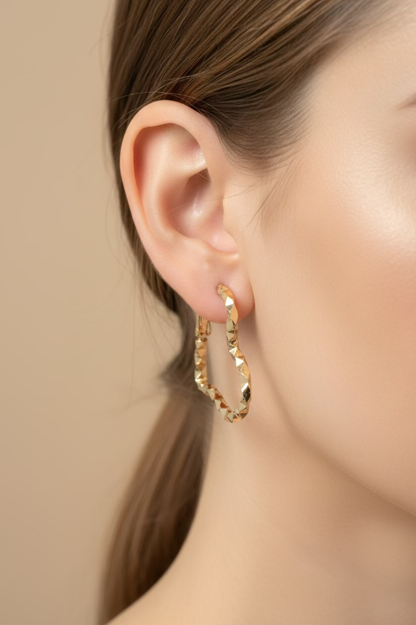 14K Heart Hoops Earrings 3N R-24160003